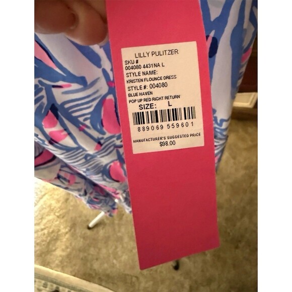 Lilly Pulitzer Kristen Flounce Dress Womens L Red Right Return NWT - Picture 8 of 10